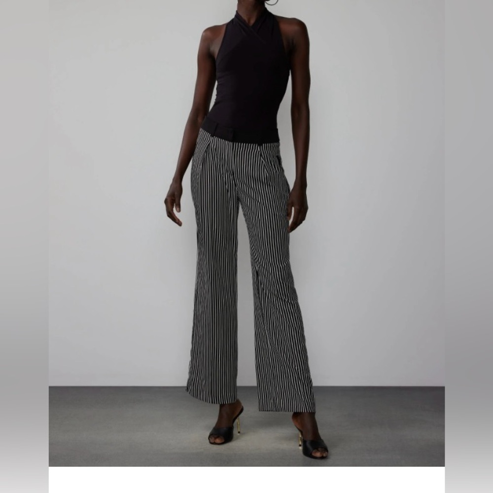 NEW New York & Company Yarn Dyed Striped Wide Leg Pants size Tall 2